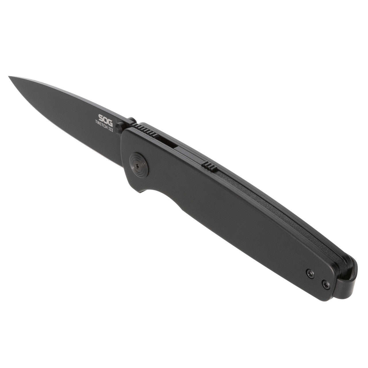 SOG - Twitch III, Folding Knife, 3.1" Drop Point Straight Edge, Titanium Nitride Finish, Black