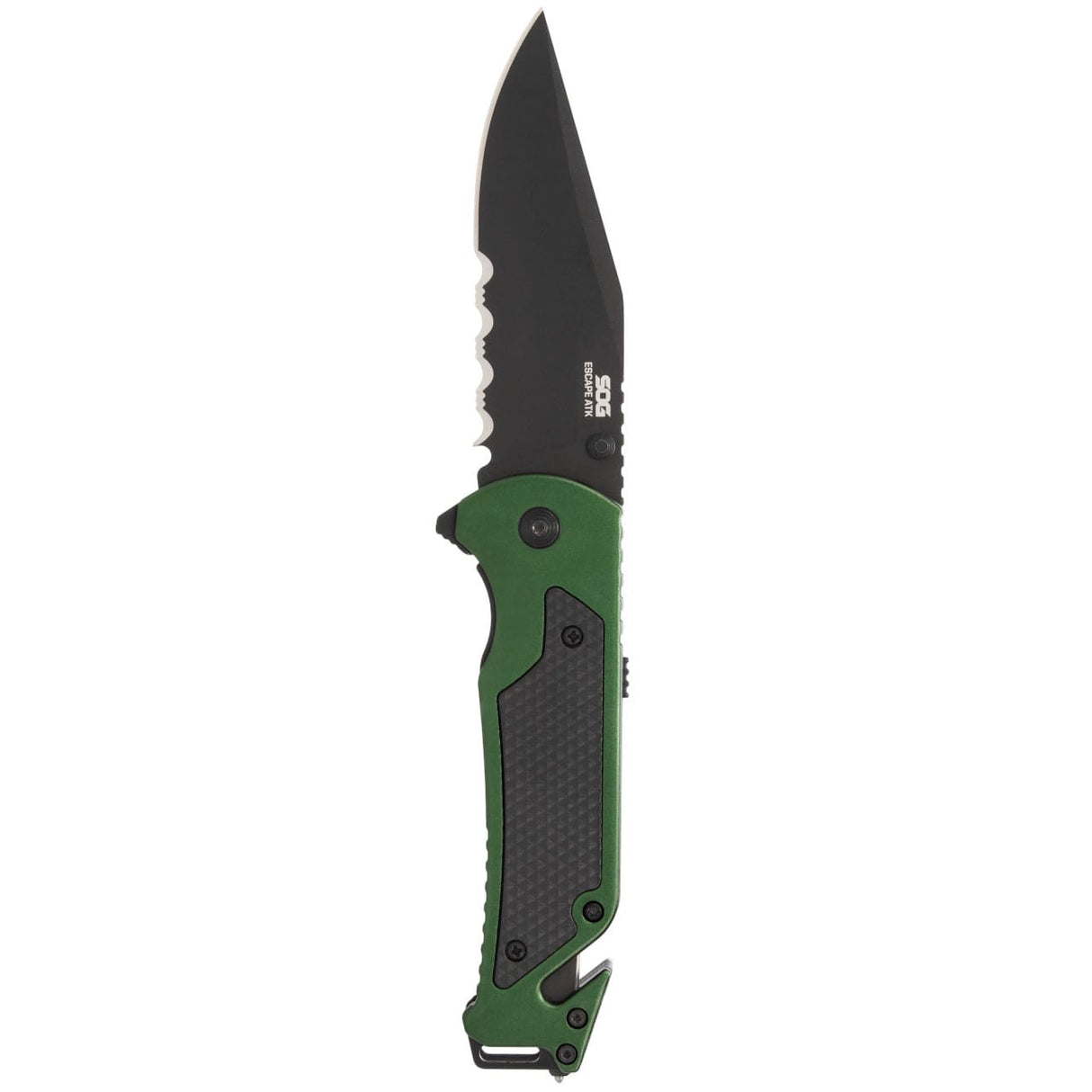 SOG - Escape ATK 2.0, Folding Knife, 3.4" Drop Point Straight Edge, Aluminum Handle, Green, PVD Finish