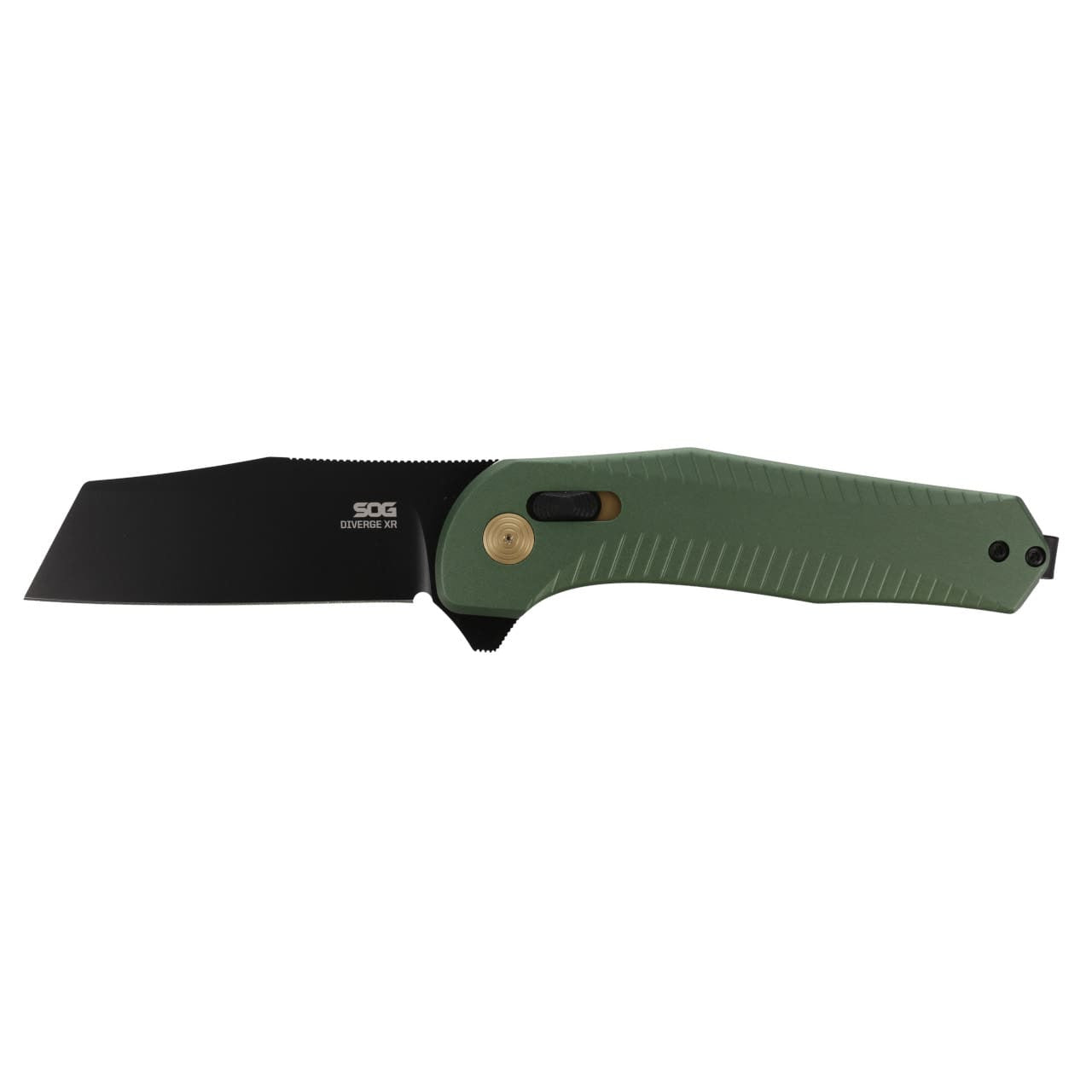 SOG - Diverge XR, 3" Sheepsfoot Straight Edge, Forest Green + Black, PVD Finish