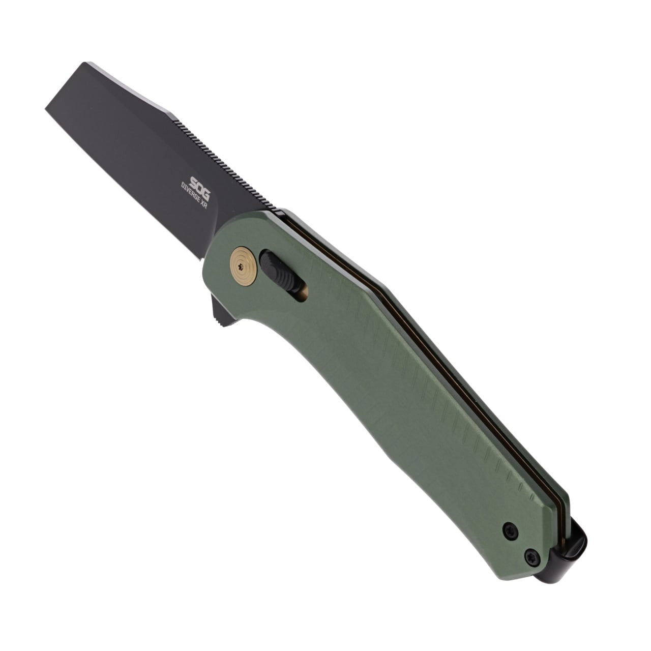 SOG - Diverge XR, 3" Sheepsfoot Straight Edge, Forest Green + Black, PVD Finish