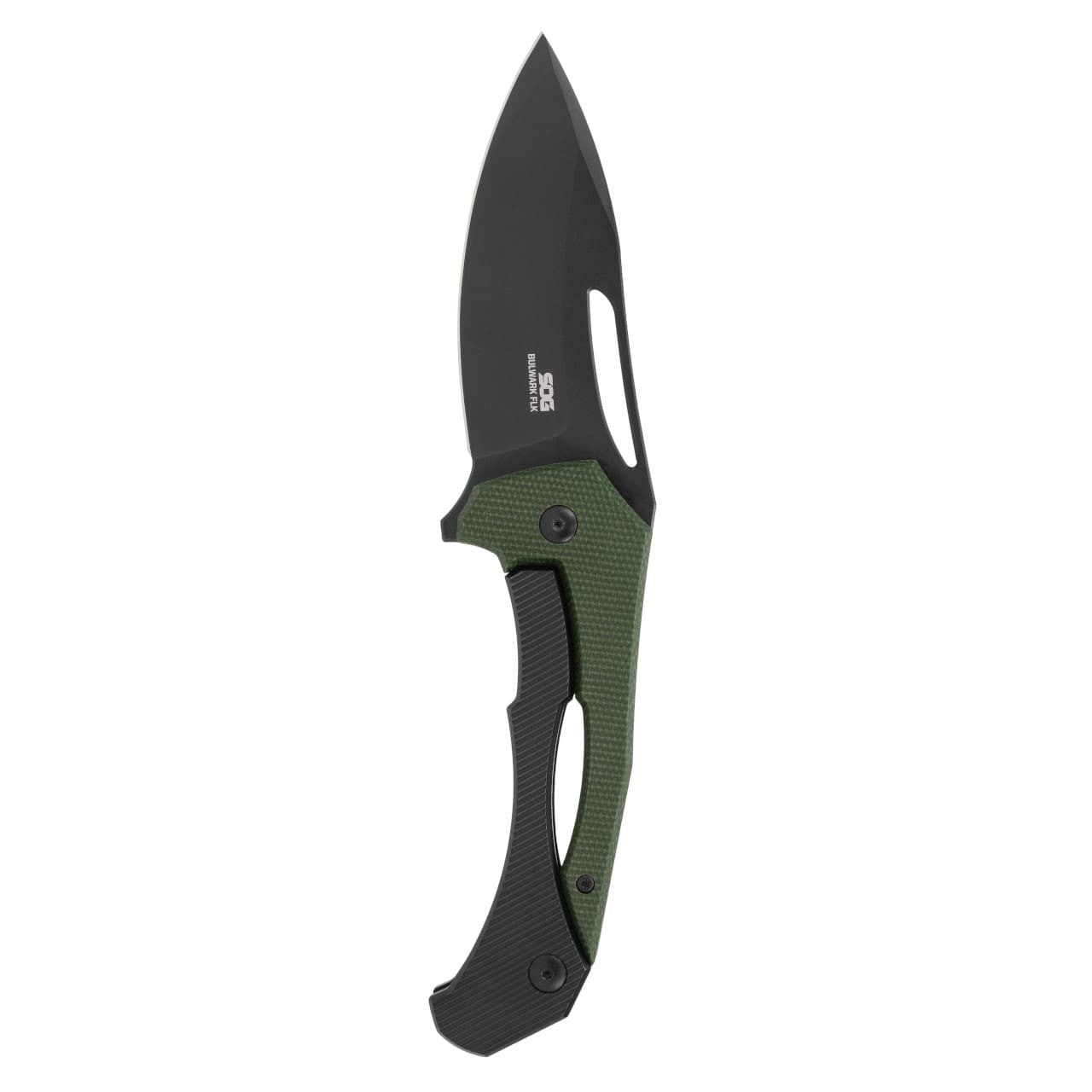 SOG - Bulwark FL, Folding Knife, 3" Drop Point Straight Edge, Micarta Handle Olive Drab Green