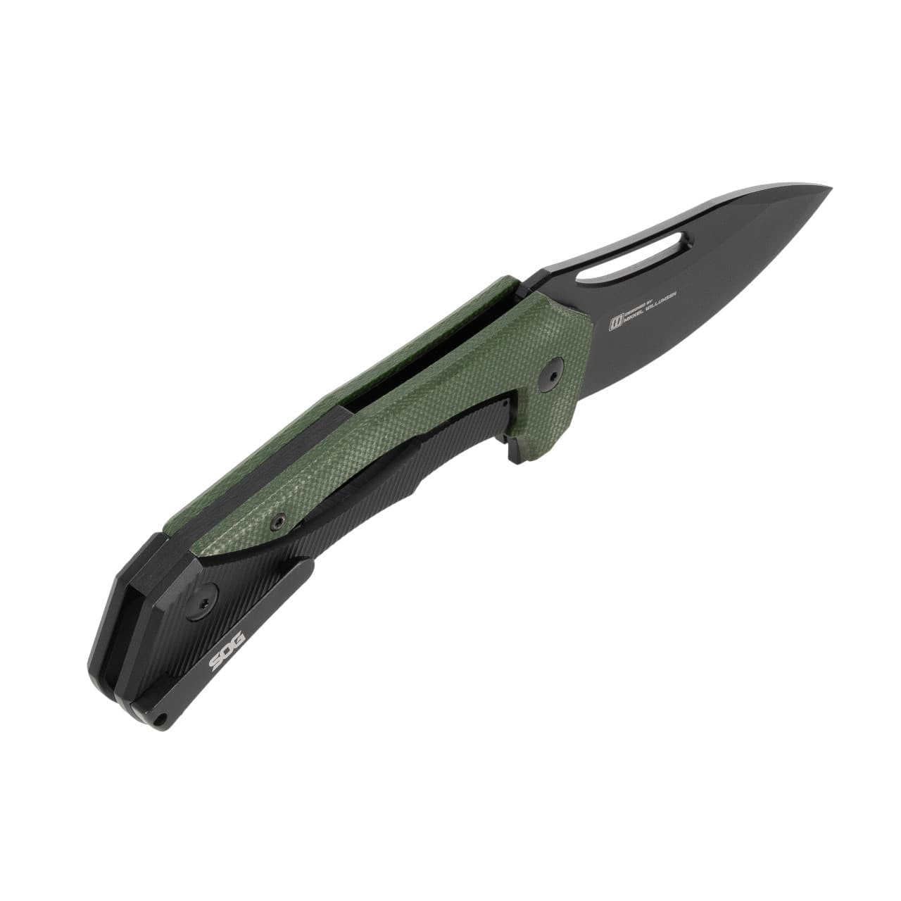 SOG - Bulwark FL, Folding Knife, 3" Drop Point Straight Edge, Micarta Handle Olive Drab Green