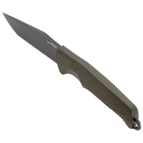 SOG - Trident FX, 4.2" Fixed Blade Knife, Tanto Point Straight Edge, Titanium Nitride Finish, Black and Olive Drab Green, Includes Nylon Sheath