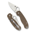 Spyderco - Para 3 Brown Canvas Micarta CPM Cru-Wear Knife