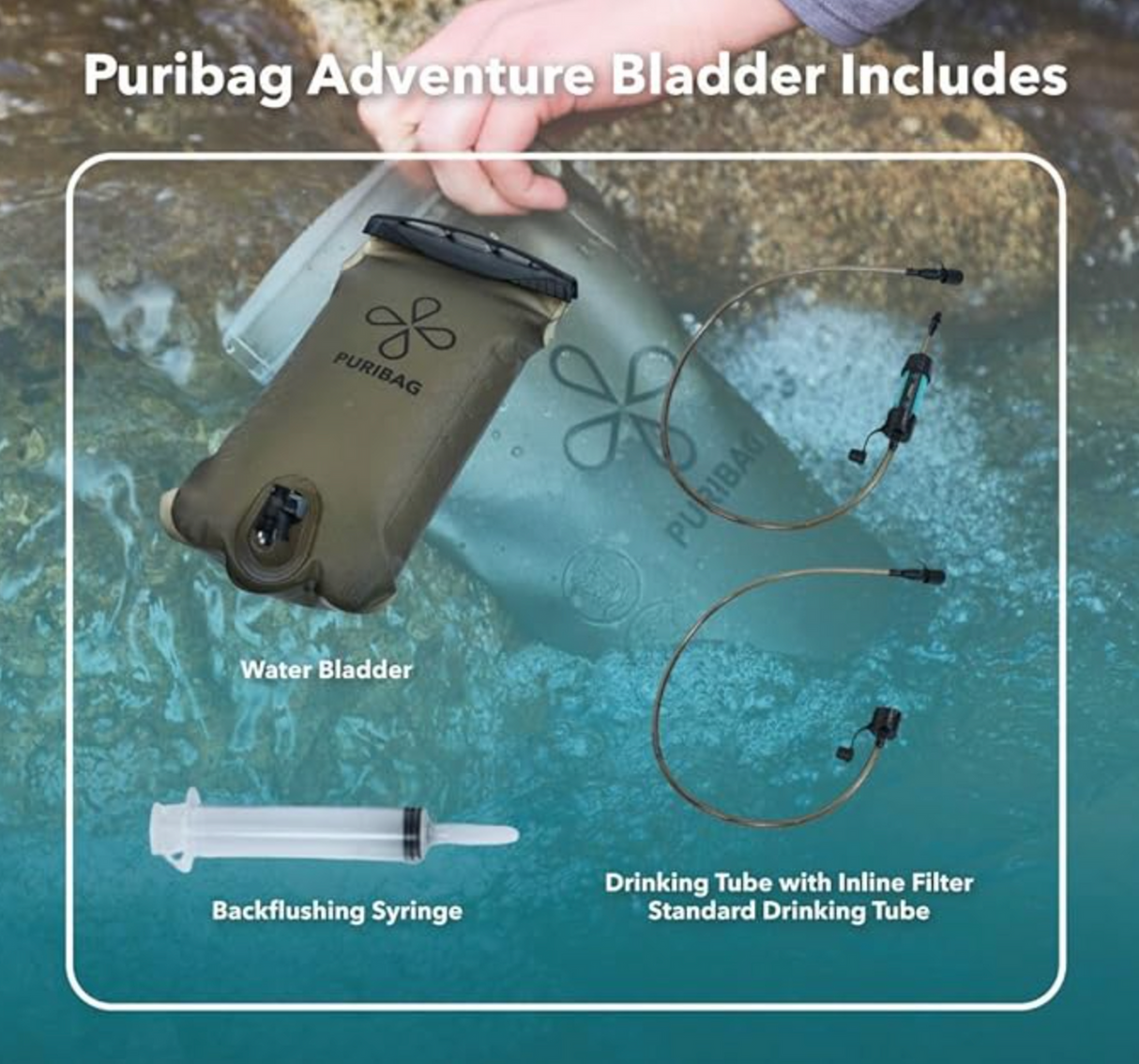 Puribag Water - Adventure Bladder (2 Liter Hydration Bladder + Micro Filter)