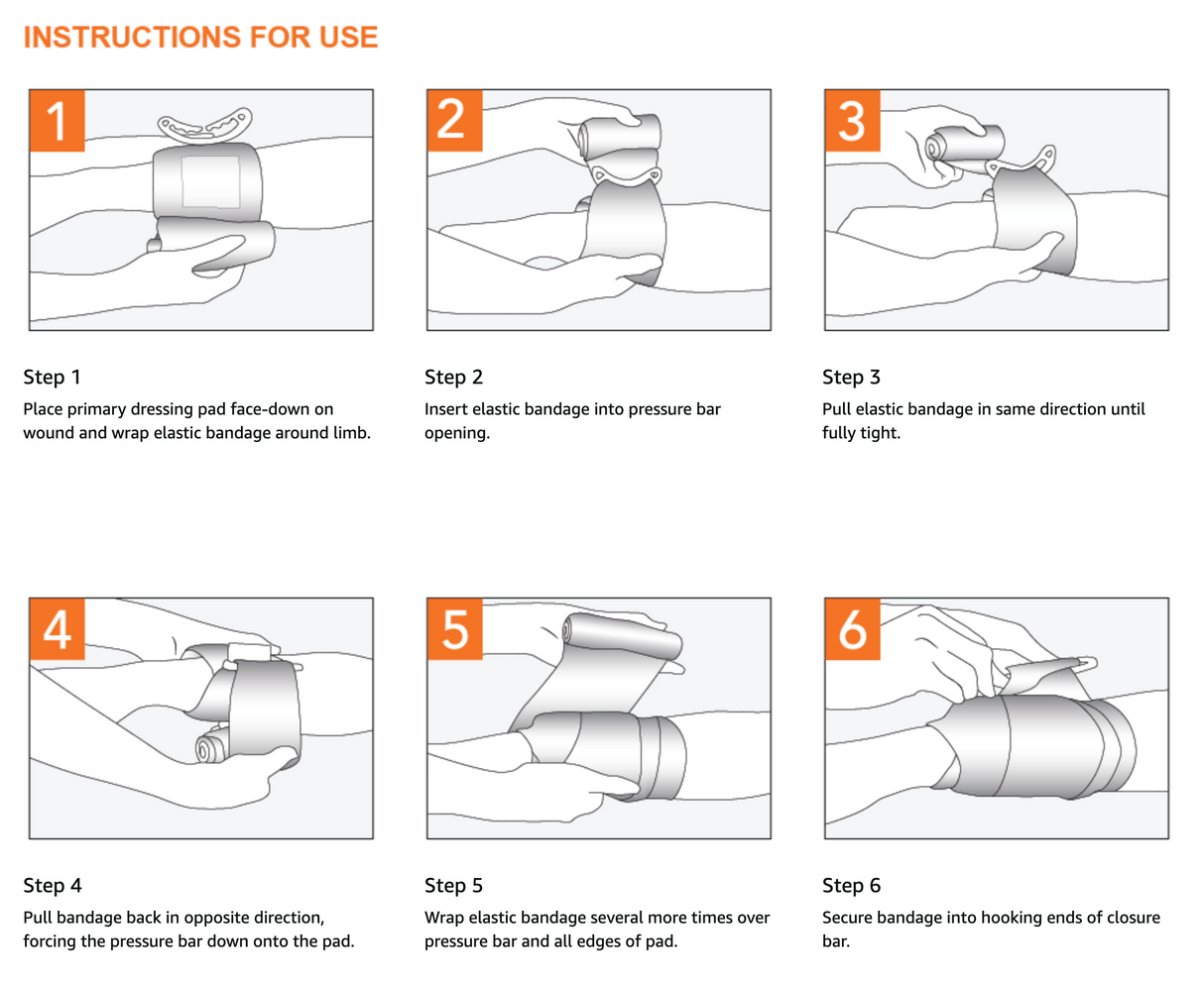 Swiss Safe - 6 Inch Israeli Bandage Trauma Kit - Sterile Elastic Compression Bandage