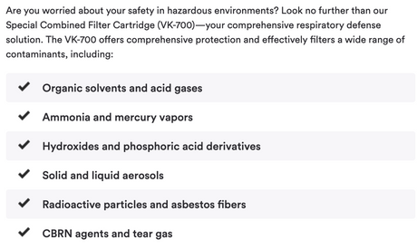 MIRA Safety - VK-700 Advanced Smoke / Carbon Monoxide Filter Cartridges