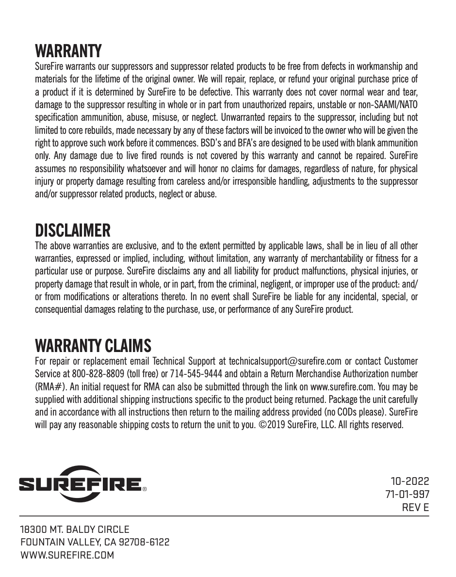 SureFire - SOCOM 3 Prong Flash Hider, Various Caliber/Thread Sizes