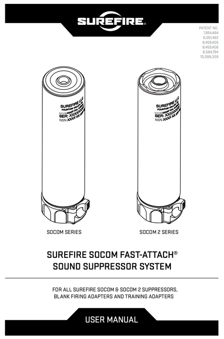 SureFire - Suppressor Trainer for Use with SOCOM Fast-Attach® Adapters, Various Calibers & Color Options
