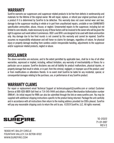 SureFire - WARCOMP Flash Hider + Suppressor Adapter
