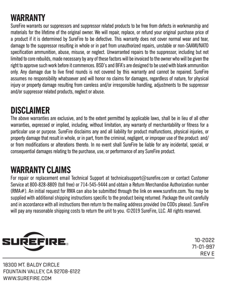 SureFire - SOCOM Muzzle Brake, Various Calibers & Thread Pitch