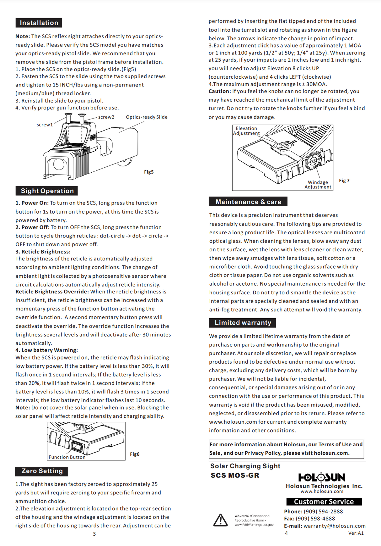 Holosun - SCS MOS Solar Charging Sight for GLOCK™ MOS Systems