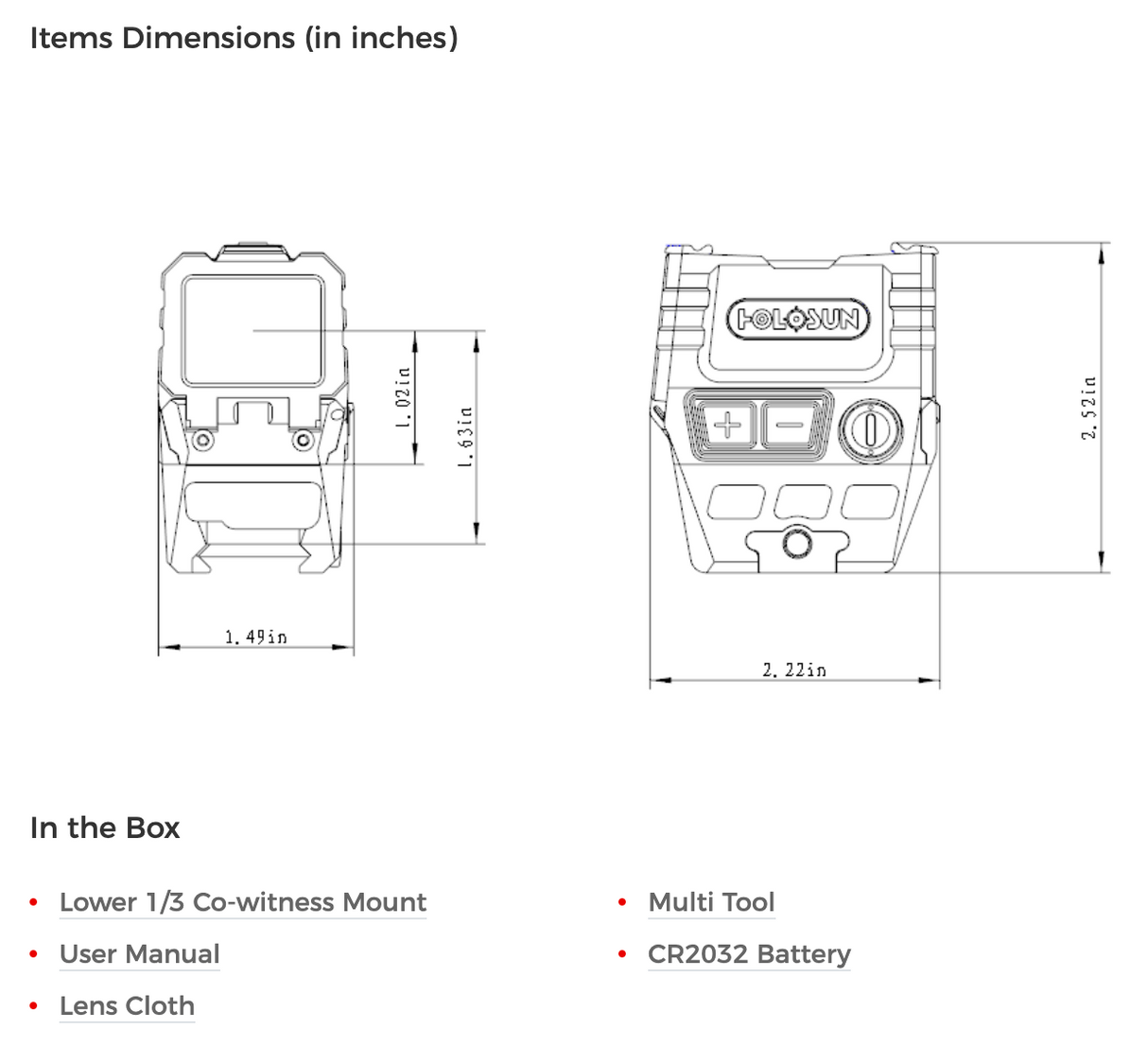 Holosun - AEMS Core, Advanced Enclosed Micro Sight, Core Features