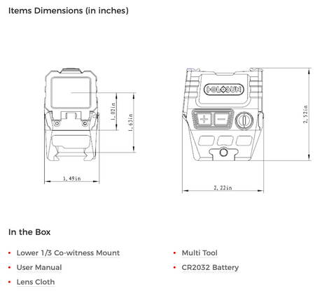 Holosun - AEMS Core, Advanced Enclosed Micro Sight, Core Features