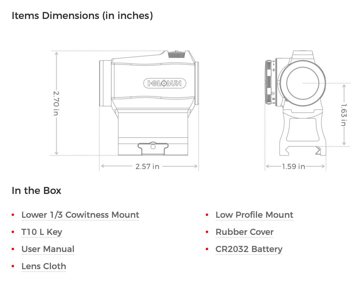 Holosun - 403R Battery-Powered With A Rotary Dial For Brightness Adjustment