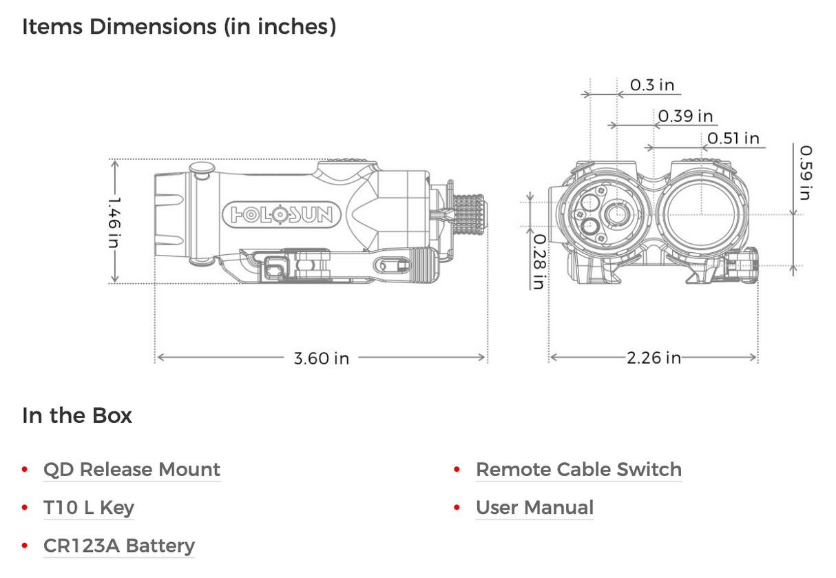 Holosun - LE321 Red or Green IR Pointer with White & IR Illuminator, Grade 5 Titanium Housing