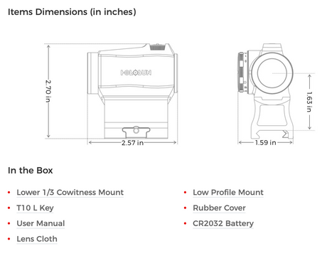 Holosun - 503 Micro Sight, Red or Gold 2 MOA Dot & 65 MOA Circle