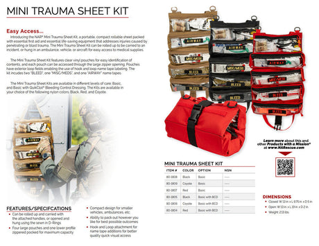 North American Rescue - Mini Trauma Sheet Kit with Emergency Medical Supplies