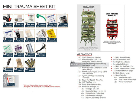 North American Rescue - Mini Trauma Sheet Kit with Emergency Medical Supplies