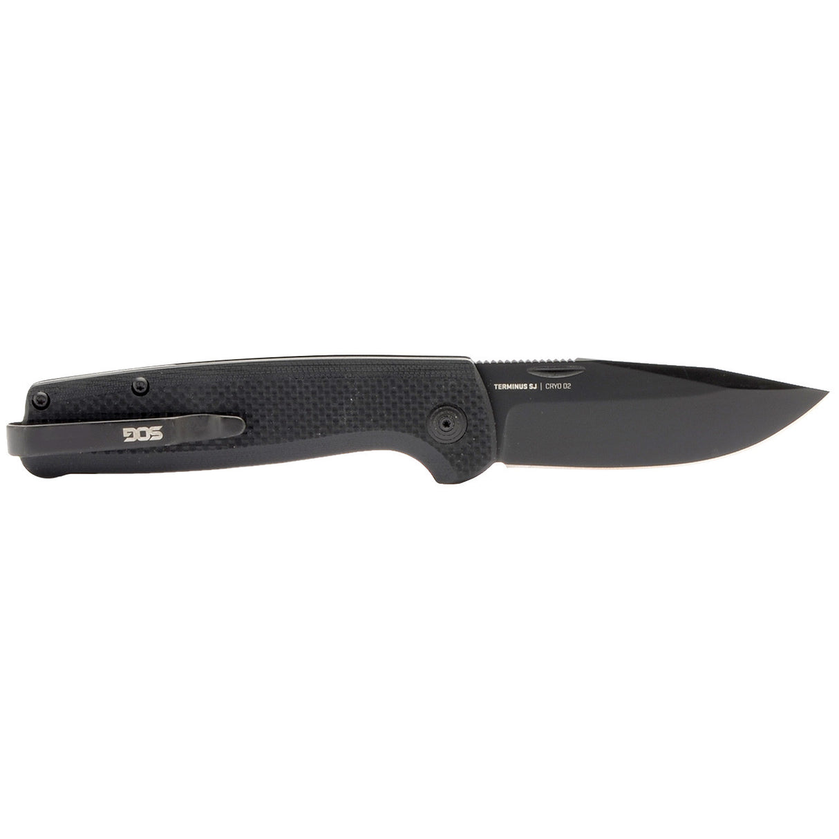 SOG - Terminus SJ, Folding Knife, 2.9" Clip Point Straight Point, G10 Handle, Titanium Nitride Finish, Blackout