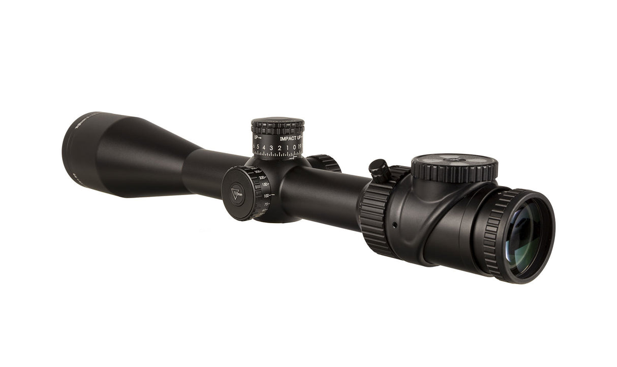 Trijicon - AccuPoint® 3-18x50 Second Focal Plane (SFP) Riflescope MOA Ranging Reticle with Green Dot, 30mm Tube, Satin Black, Exposed Elevation w/ Return to Zero Feature