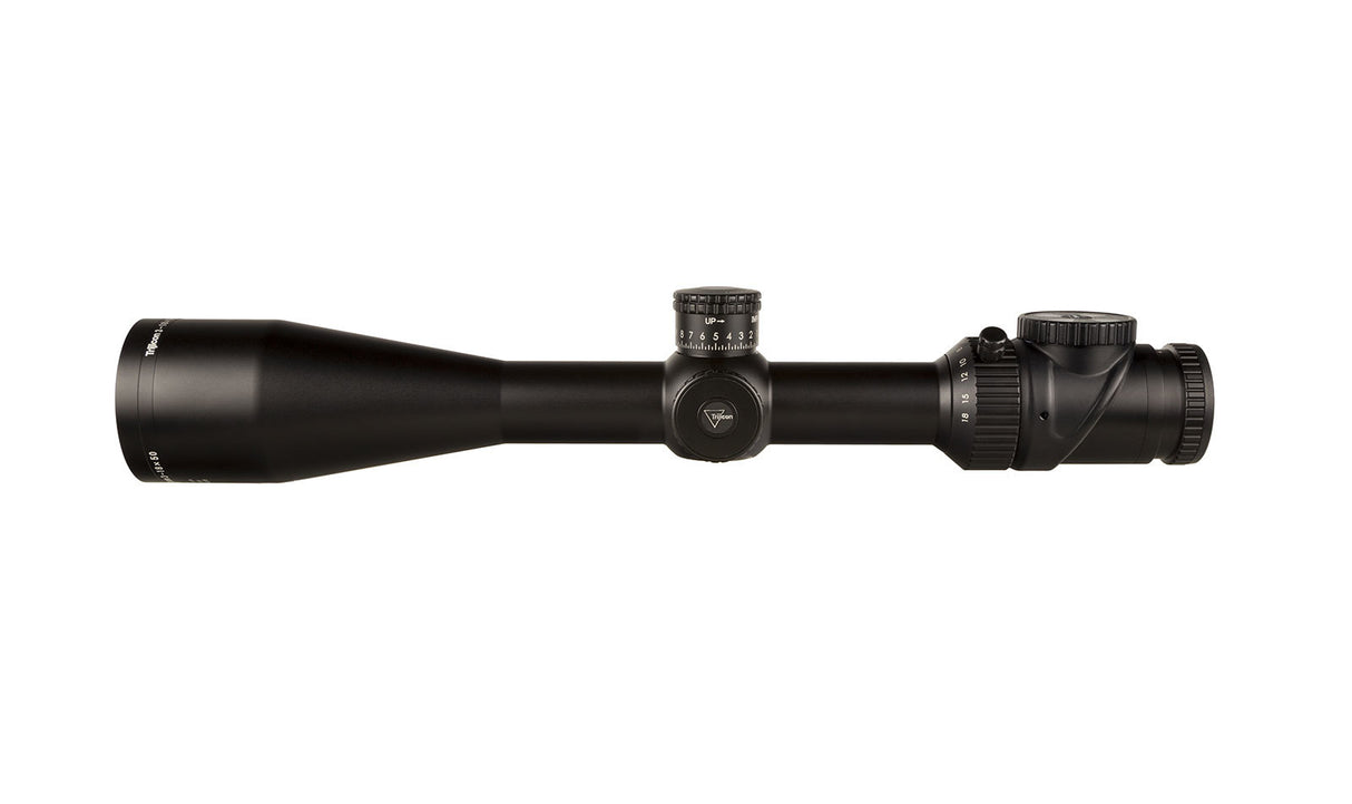 Trijicon - AccuPoint® 3-18x50 Second Focal Plane (SFP) Riflescope MOA Ranging Reticle with Green Dot, 30mm Tube, Satin Black, Exposed Elevation w/ Return to Zero Feature