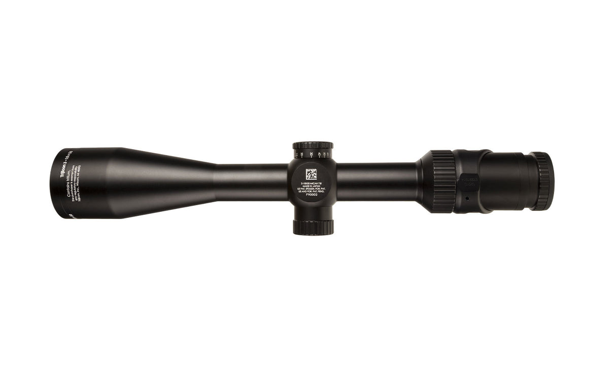 Trijicon - AccuPoint® 3-18x50 Second Focal Plane (SFP) Riflescope MOA Ranging Reticle with Green Dot, 30mm Tube, Satin Black, Exposed Elevation w/ Return to Zero Feature