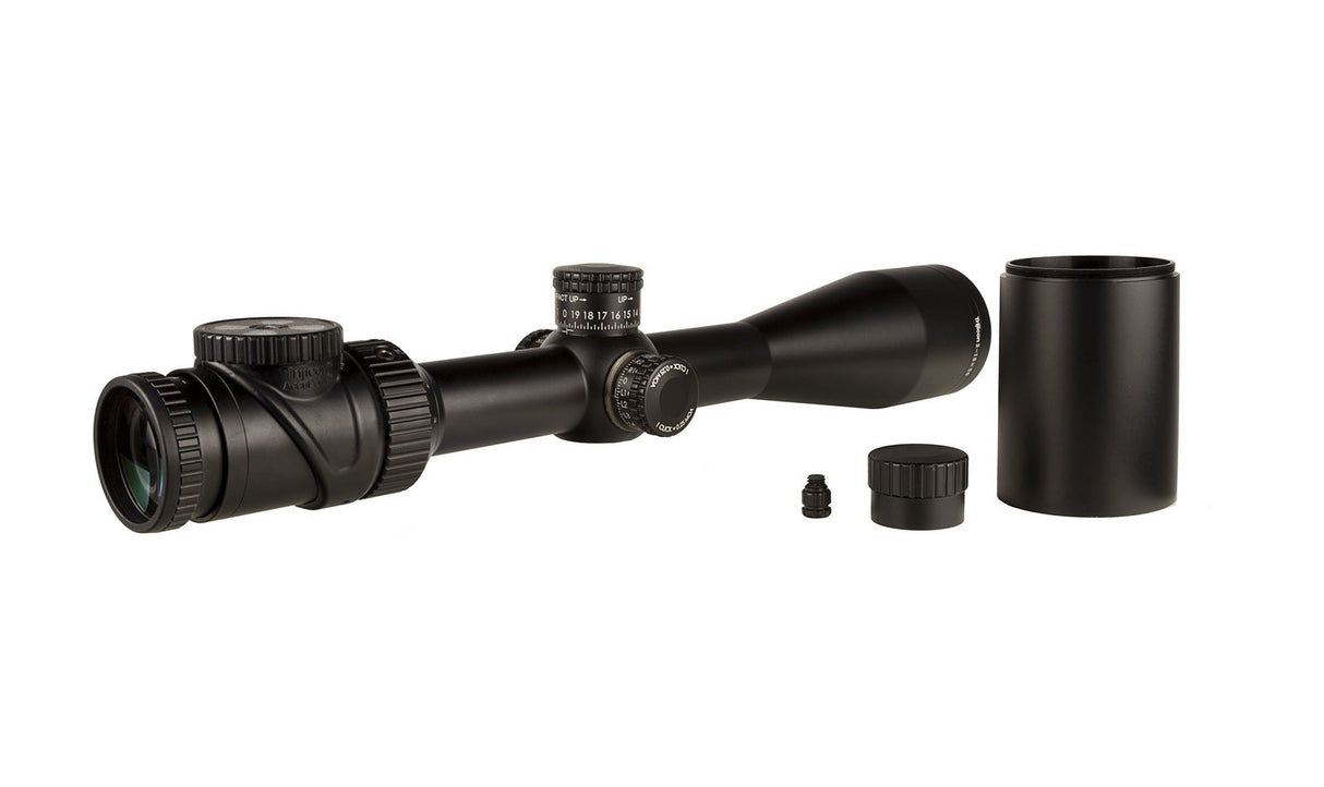 Trijicon - AccuPoint® 3-18x50 Second Focal Plane (SFP) Riflescope MOA Ranging Reticle with Green Dot, 30mm Tube, Satin Black, Exposed Elevation w/ Return to Zero Feature