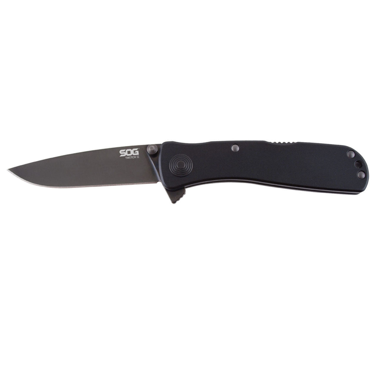 SOG - Twitch II, Folding Knife, 2.65" Drop Point Straight Edge, Black Titanium Nitride Finish, Black