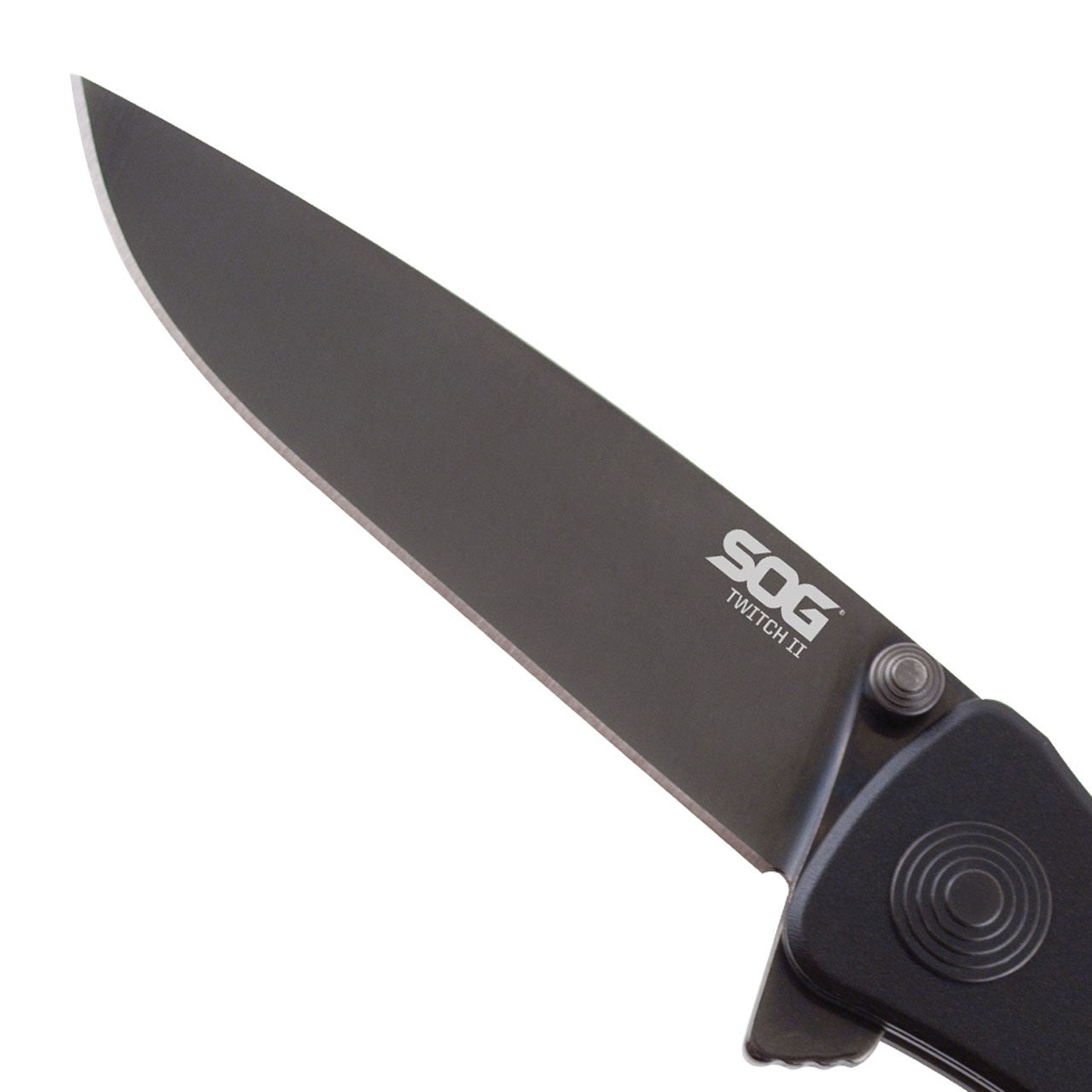 SOG - Twitch II, Folding Knife, 2.65" Drop Point Straight Edge, Black Titanium Nitride Finish, Black