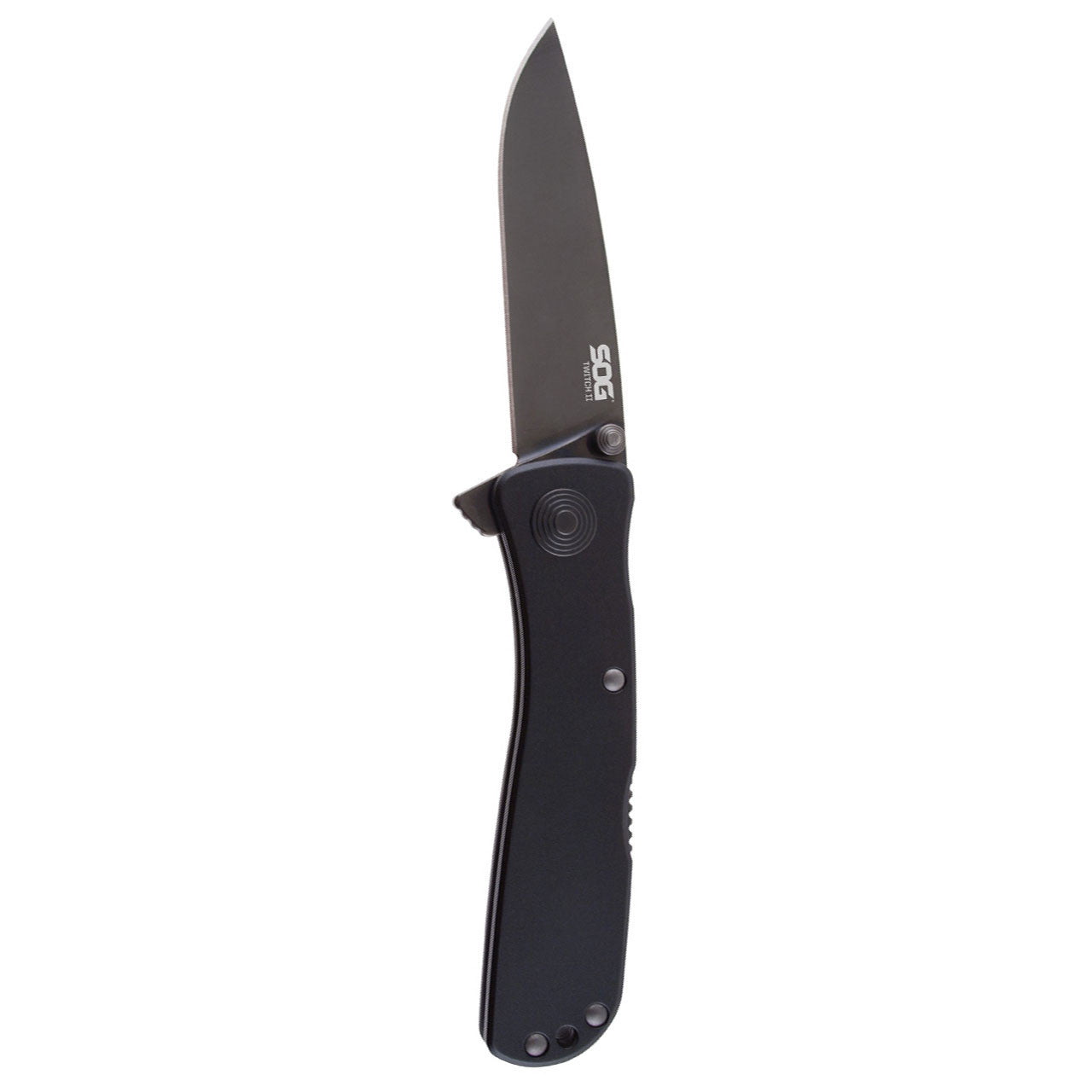 SOG - Twitch II, Folding Knife, 2.65" Drop Point Straight Edge, Black Titanium Nitride Finish, Black