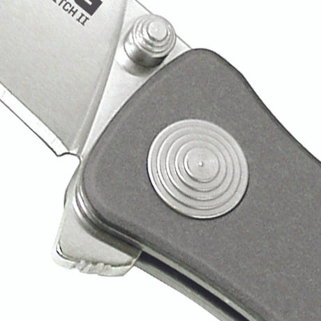 SOG - Twitch II, Folding Knife, 2.65" Drop Point Plain Edge, Gray Hard Anodized Aluminum Handle, Satin Finish, Silver