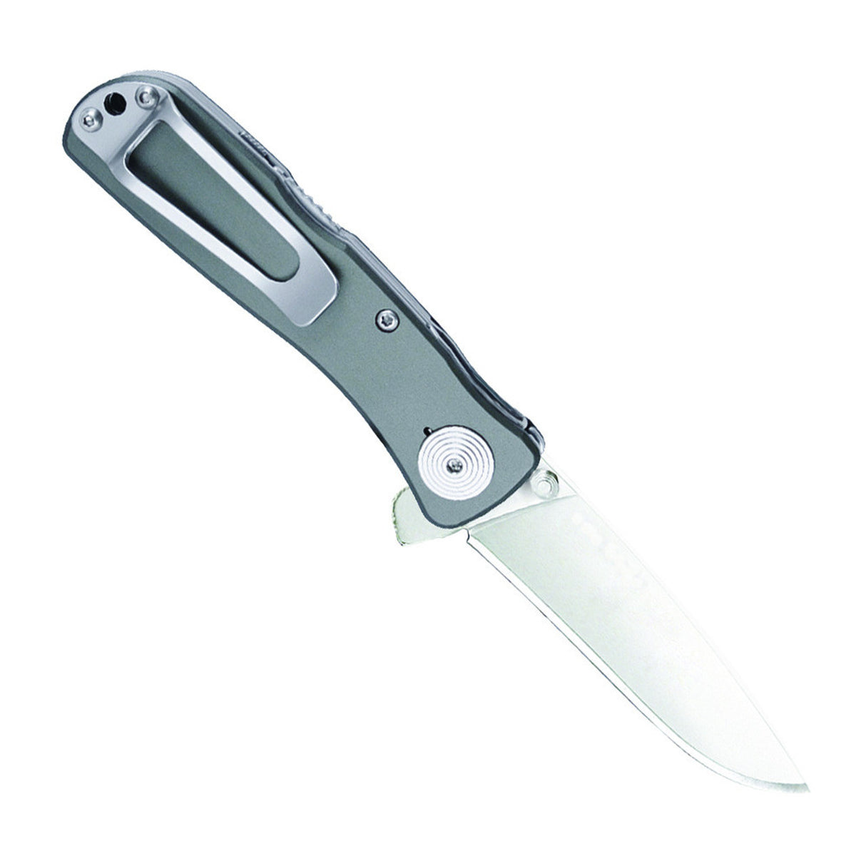 SOG - Twitch II, Folding Knife, 2.65" Drop Point Plain Edge, Gray Hard Anodized Aluminum Handle, Satin Finish, Silver