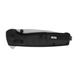 SOG - Terminus XR, Folding Knife, 2.95" Straight Clip Point, Black G10 and Carbon Fiber Handle, CPM S35VN Steel, Satin Finish, Silver