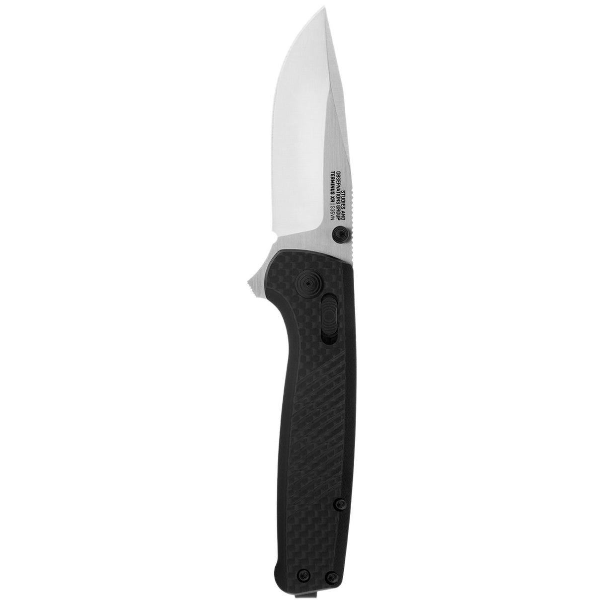 SOG - Terminus XR, Folding Knife, 2.95" Straight Clip Point, Black G10 and Carbon Fiber Handle, CPM S35VN Steel, Satin Finish, Silver