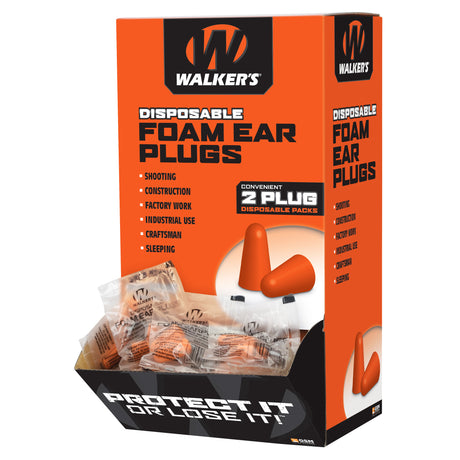 Walker’s – Foam Ear Plugs, NRR 32 dB, 200 Individually Packaged Pairs