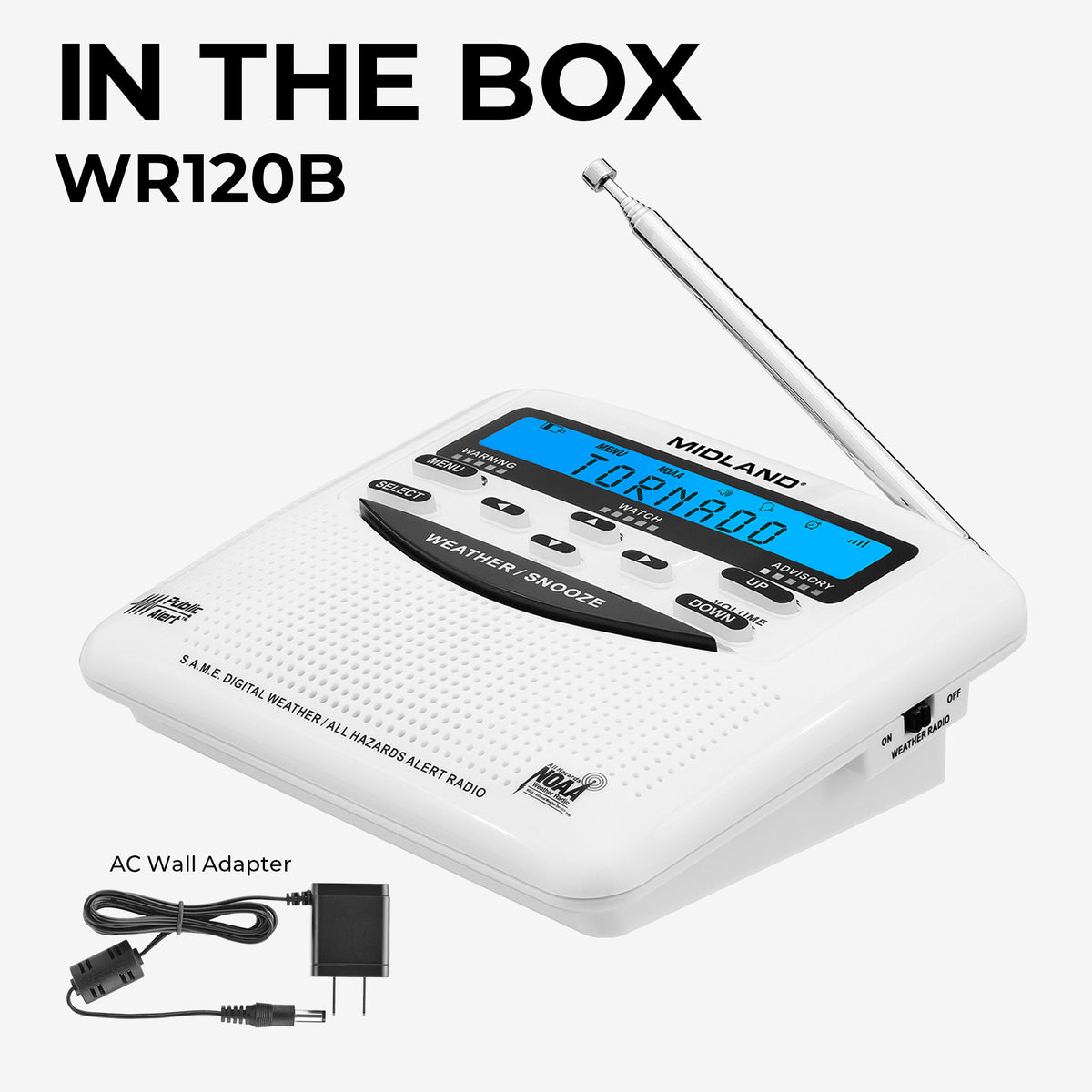 Midland - WR120 NOAA Weather Alert Radio With Alarm & Backup