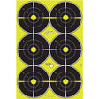 Allen Company - EZ Aim Splash Reactive Paper Shooting Targets, Bullseye, 6-Targets Per Sheet, 12.5"W x 18.25"H, 8-Pack, Black/Chartreuse