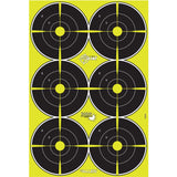 Allen Company - EZ Aim Splash Reactive Paper Shooting Targets, Bullseye, 6-Targets Per Sheet, 12.5"W x 18.25"H, 8-Pack, Black/Chartreuse