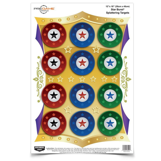 Birchwood Casey - PREGAME Star Burst Targets, 12x18 Inch, 8-Pack