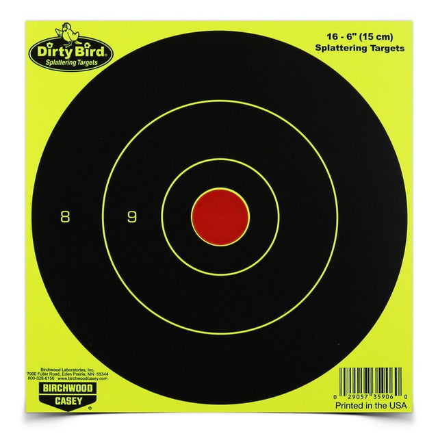 Birchwood Casey - Dirty Bird 6 Inch Yellow Round Target - 16 Pack