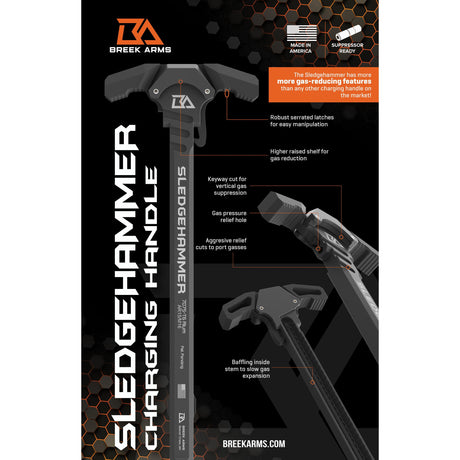 Breek Arms - Sledgehammer AR-15 Gas Blocking Charging Handle - FDE