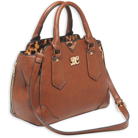 Bulldog Cases - Satchel Purse with Holster - Chesnut/Leopard