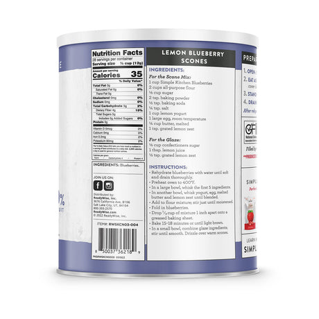 ReadyWise - Simple Kitchen Freeze-Dried Whole Blueberries - 28 Serving #10 Can