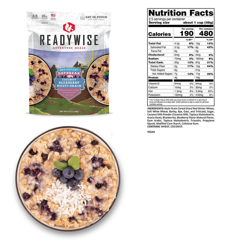 ReadyWise - 6 CT Case Daybreak Coconut Blueberry Multi-grain