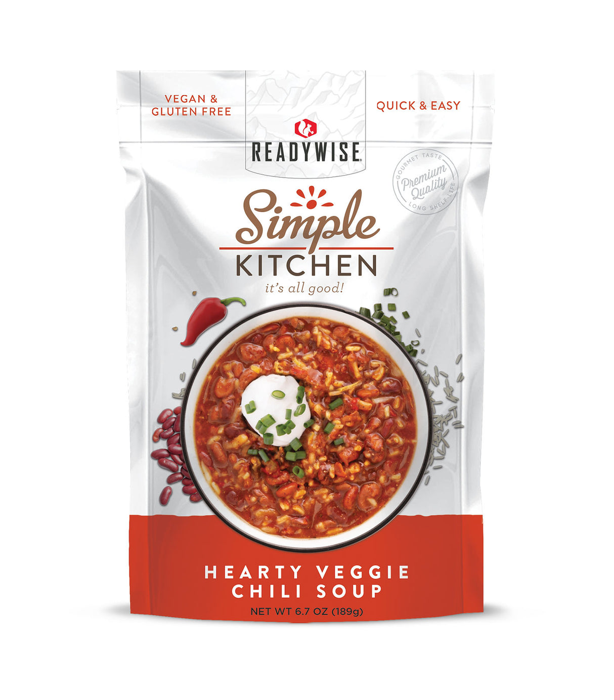 ReadyWise - 6 CT Case Simple Kitchen Hearty Veggie Chili Soup