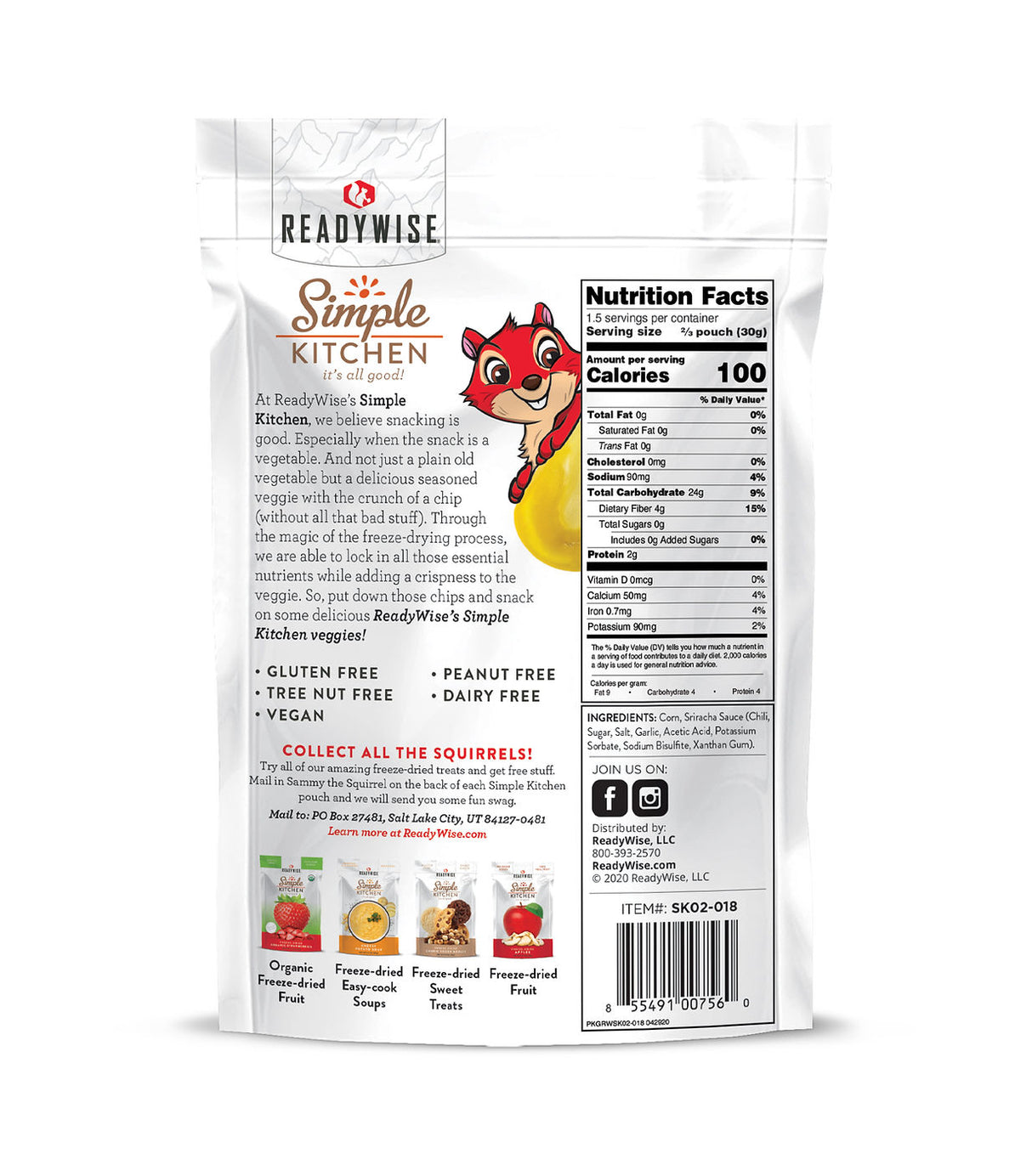 ReadyWise - 6 CT Case Simple Kitchen Sriracha Corn