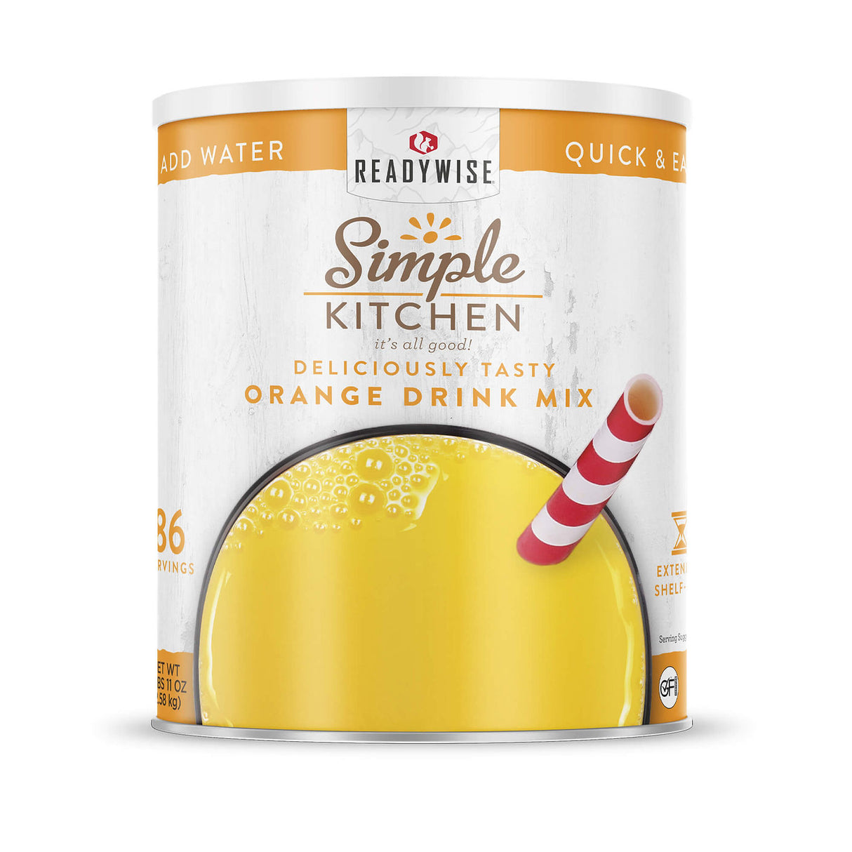 ReadyWise - Simple Kitchen Orange Drink Mix - 86 Serving #10 Can