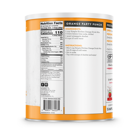 ReadyWise - Simple Kitchen Orange Drink Mix - 86 Serving #10 Can