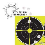 Allen Company - EZ Aim Splash Reactive Paper Shooting Targets, Bullseye, 6-Targets Per Sheet, 12.5"W x 18.25"H, 8-Pack, Black/Chartreuse